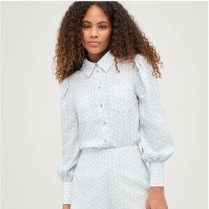 Hill House Home The Dorothea Top Powder Blue Baroque Shell in Small